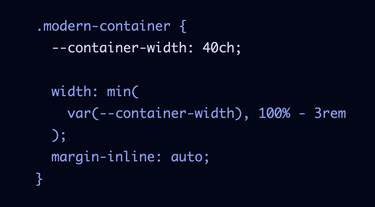 An up-close screenshot of the live code panel of the slide, with the second line of code a lighter blue than the rest, indicating that it is emphasized.